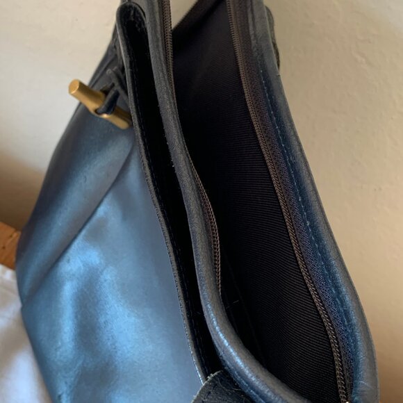LONGCHAMP Vintage Roseau Dark Blue Leather Sling Bag - Picture 6 of 7